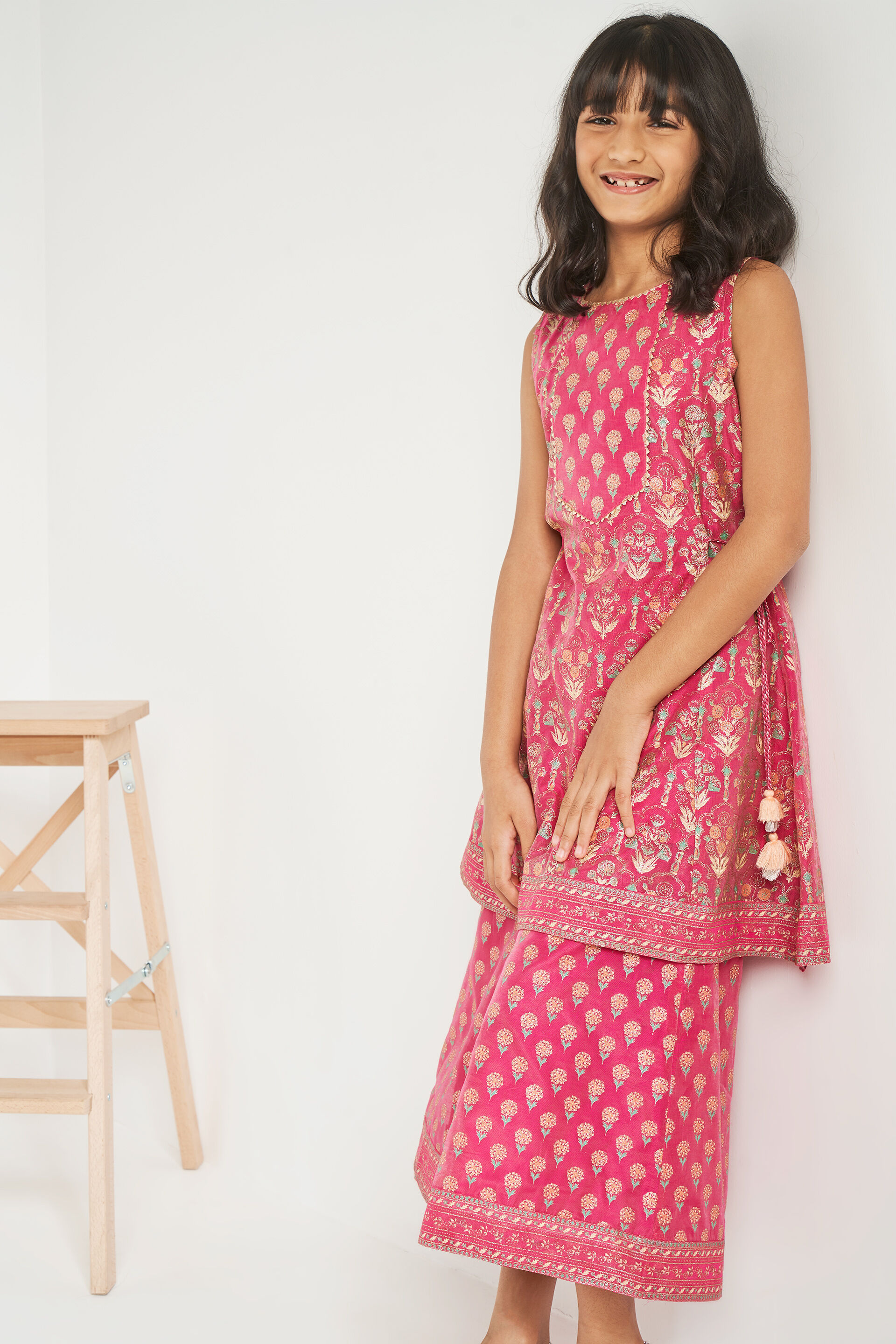 Pink Floral Flared Suit, Pink, image 3